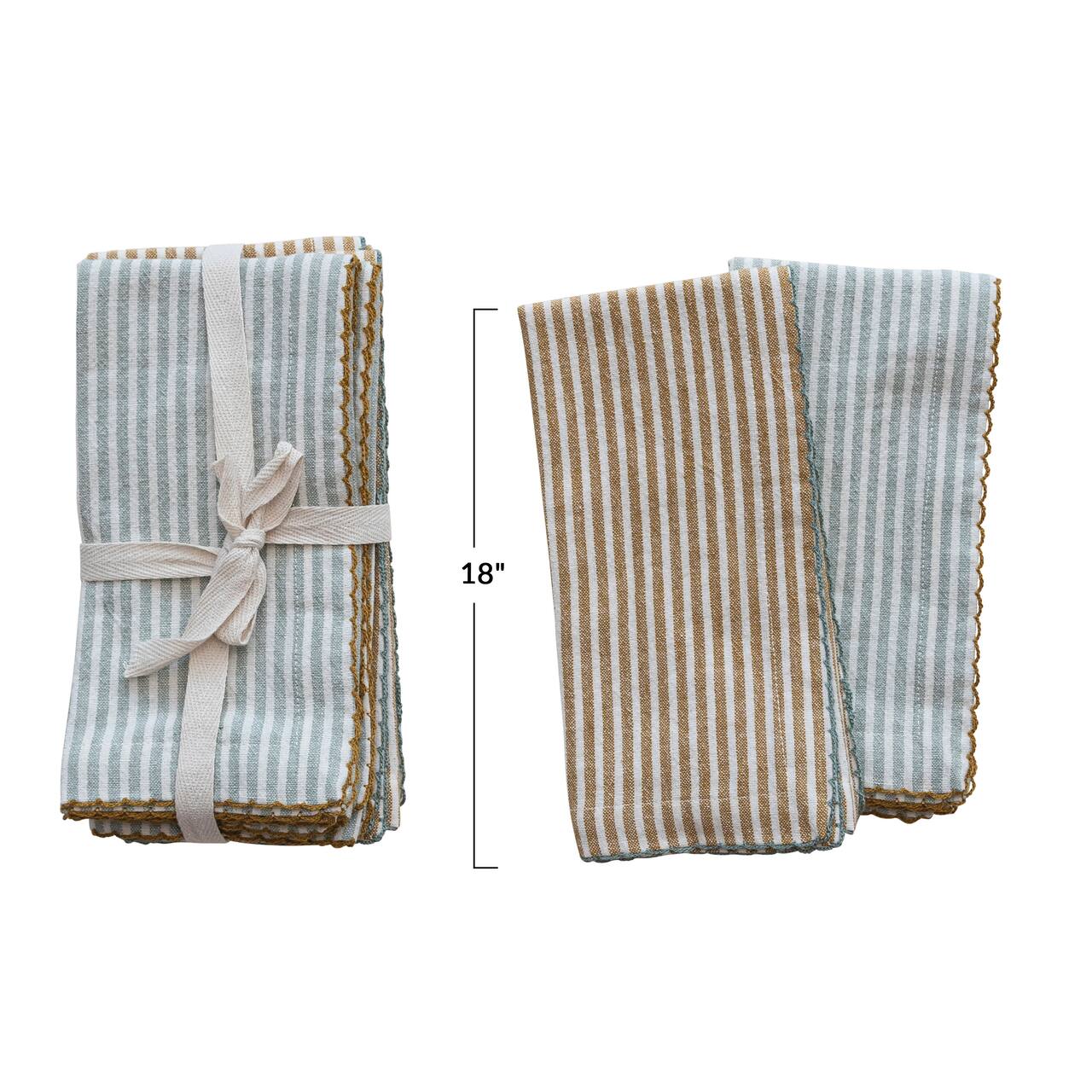 Hello Honey® Striped Cotton Napkins with Scalloped Edges Set